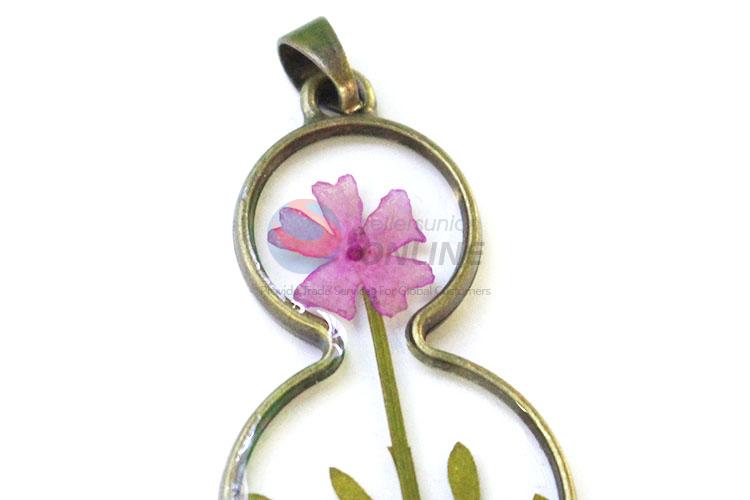 Best Sale Gourd Shape Real Flower Zinc Alloy Pendant