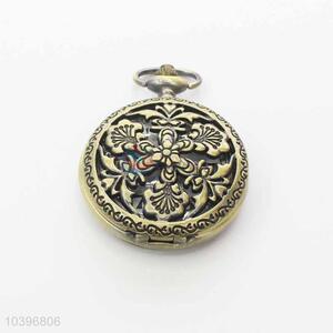 Flower Quartz Movement Skeleton Pocket Watch