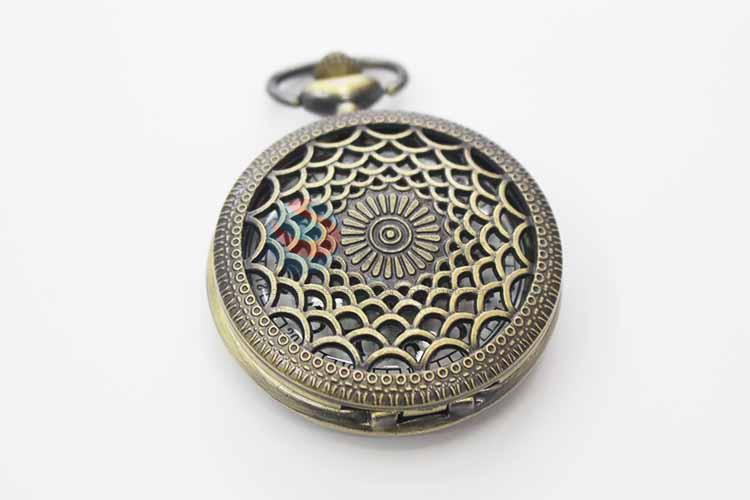 Quartz Movement Skeleton Pocket Watch