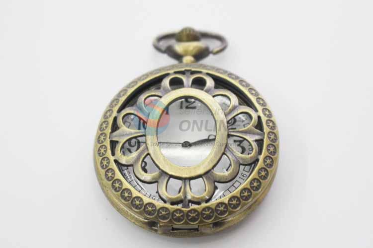 Flower Quartz Movement Skeleton Pocket Watch