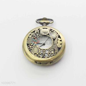 Strawberry Quartz Movement Skeleton Pocket Watch