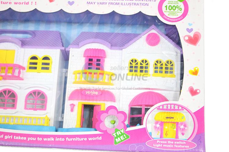 Plastic Dream House Villa Model Fancy Toy Set With Music And Light