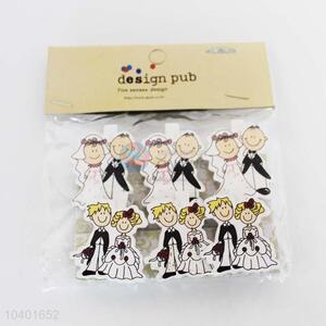 Unique Design 6 Pieces Cartoon Wooden Clip