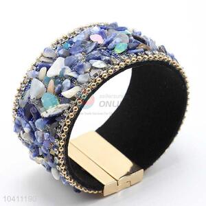 High Quality Leather Wrap Bracelet With Semi-Precious Stone For Women