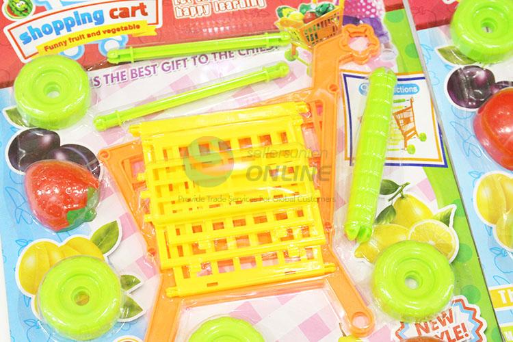 Kids Supermarket Mini Shopping Cart Toy with Fruits and Vegetables