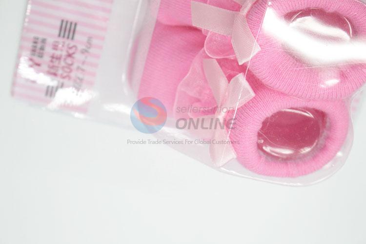 3D Bowknot Pink Cotton Kids Baby Sock