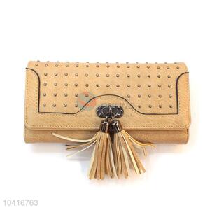 Triple-foldedew arrival women purse with tassels