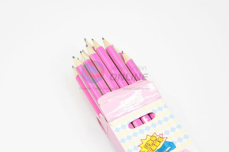 Creative Design Pink Color HB Pencils With  Pencil Sharpener