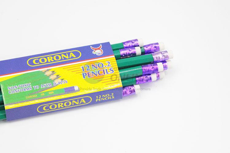 Hot-Selling Popular Green Color 2B Pencil With Eraser