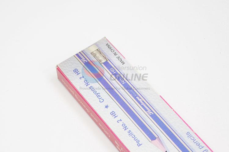 Wholesale Cool Simple Blue Striped HB Pencils With Eraser