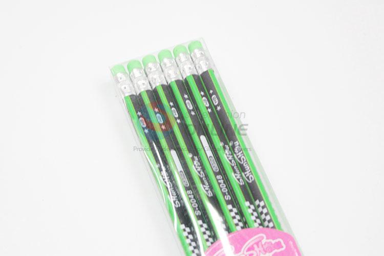 China Factory Price Green Color 12 Pcs/Set HB Pencils With Eraser