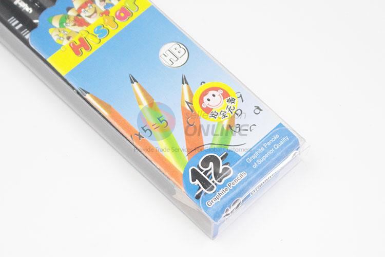 Nice Design 12 Piece/Set Black Color Pencils With Eraser