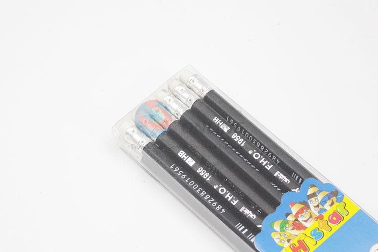 Nice Design 12 Piece/Set Black Color Pencils With Eraser