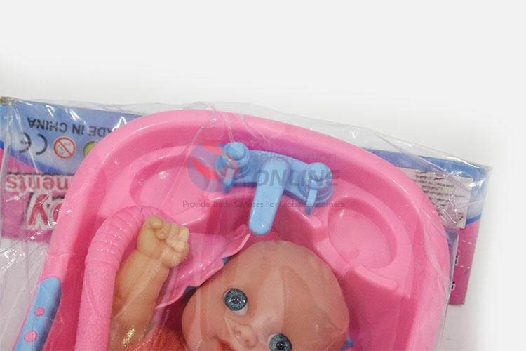 Low Price 8-inch Bath Baby Doll with Duck Bathing Bottles