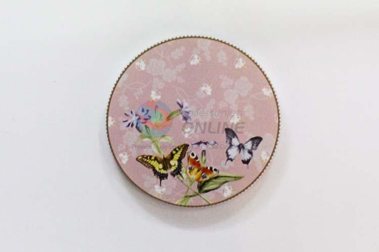 Butterfly Pattern Round Wood Cup Mat