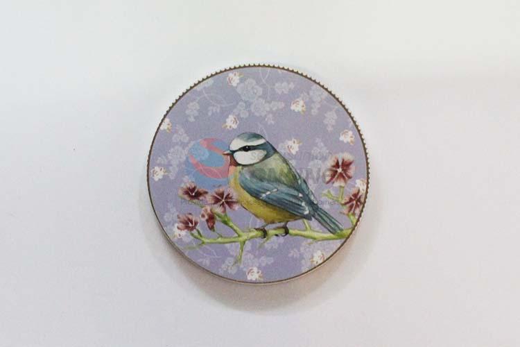 Bird Pattern Round Wood Cup Mat