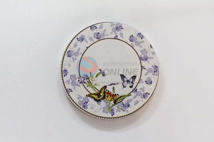 Butterfly Pattern Round Wood Cup Mat