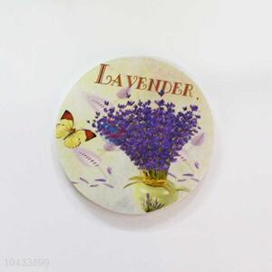 Flower Pattern Round Wood Cup Mat