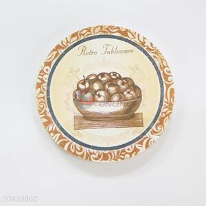 Fruit Pattern Round Wood Cup Mat