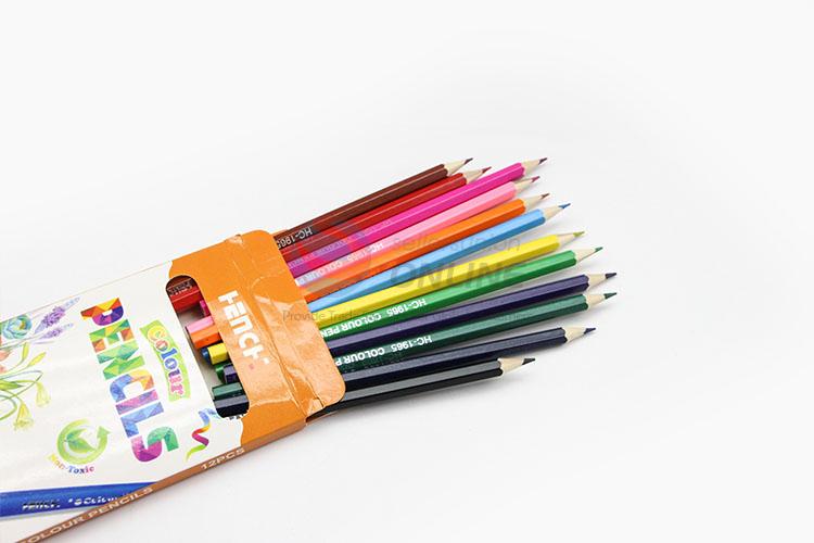 New Useful 12pcs Students Stationery Wooden Color Pencil Set