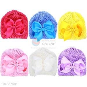 Fashion Design Knitted Baby Hat Colorful Bowknot Baby Cap