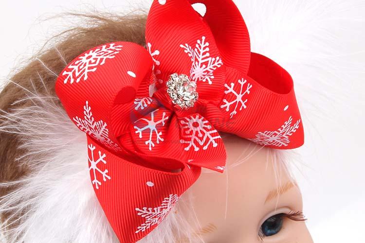 Delicate Design Handmade Bowknot Christmas Hair Band For Baby