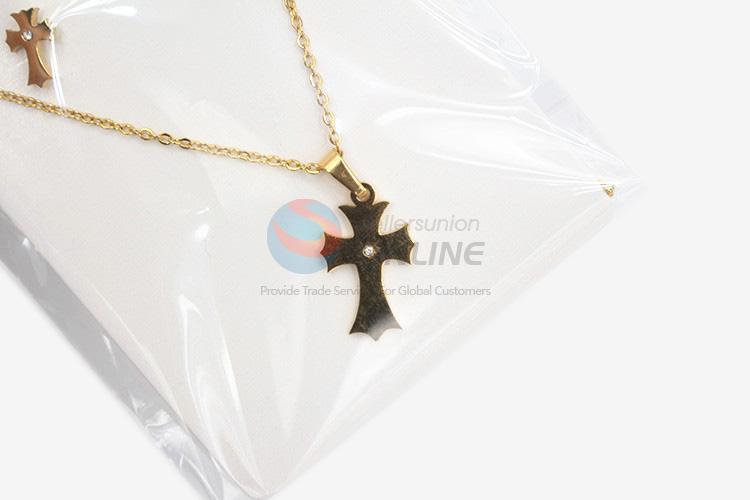 China maker cheap women stainless steel cross necklace&earrings set