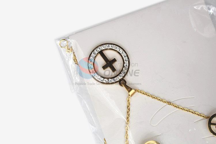 Hot selling new popular women stainless steel cross necklace&earrings set