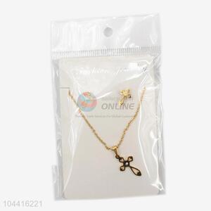 Wholesale custom low price women stainless steel cross necklace&earrings set