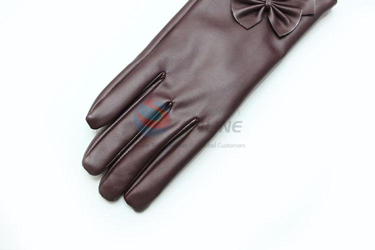 Modern Style Fashion Winter Warm Soft Women PU Gloves