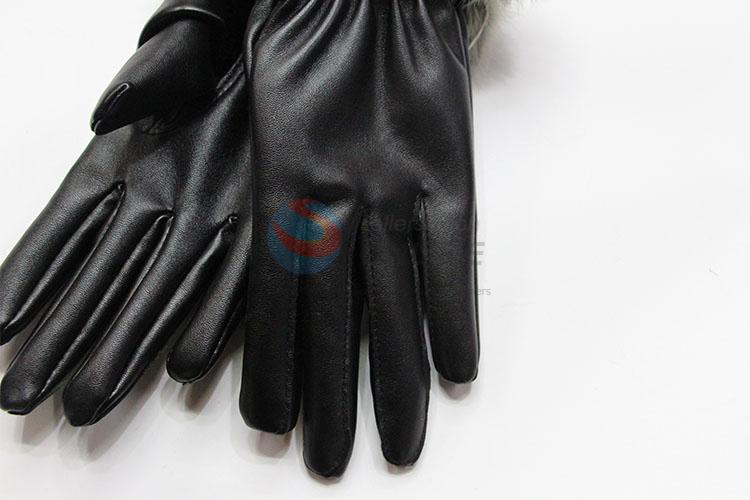 Cheap Price Winter Women PU Warm Mitten Gloves