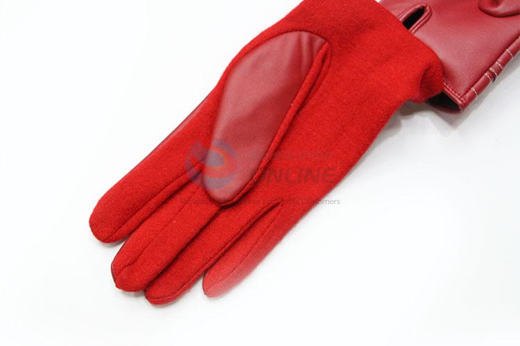 Durable Winter Women Warm Mitten Fashion PU Gloves