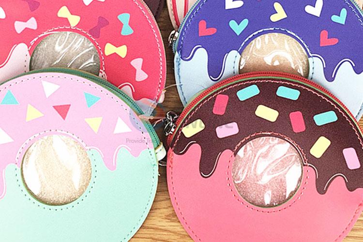 Donuts Design Lovely Girl Semi Pu Leather Wallet