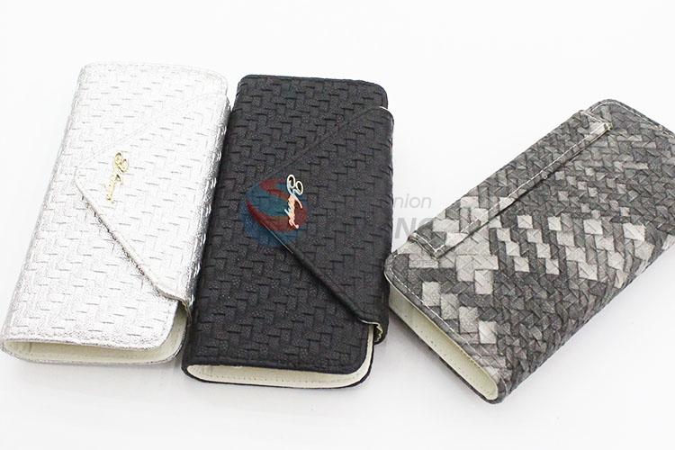 Weave Design Fashion Women Wallet Cloth Long Purse