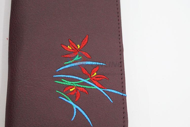 Unique Flower Design Women Fashion Wallet Semi Pu Leather Long Purse