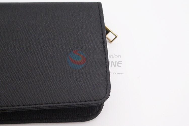 High Quality Black Color Fashion Women Semi Pu Leather Wallet Long Purse