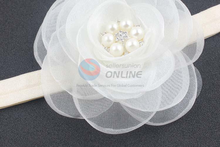 Best Selling Baby Pearl Flower Design White Headband For Sale