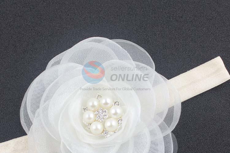 Best Selling Baby Pearl Flower Design White Headband For Sale