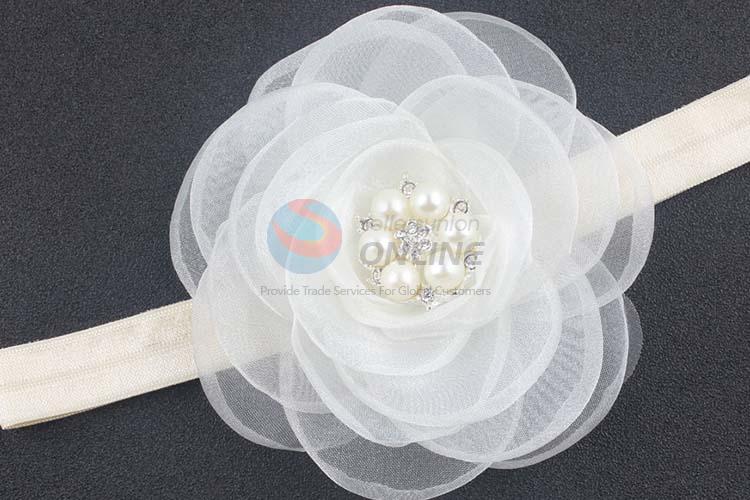 Best Selling Baby Pearl Flower Design White Headband For Sale