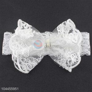 Wholesale High Quality Baby Lace Bowknot Headband,White