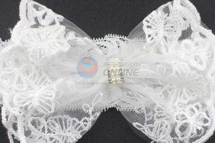 Wholesale High Quality Baby Lace Bowknot Headband,White