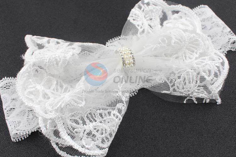 Wholesale High Quality Baby Lace Bowknot Headband,White