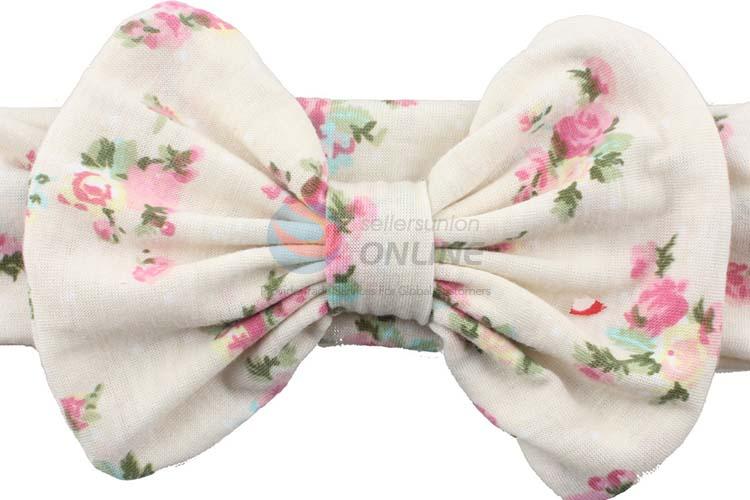 Baby Flower Printing Bowknot Headband With Factory Price