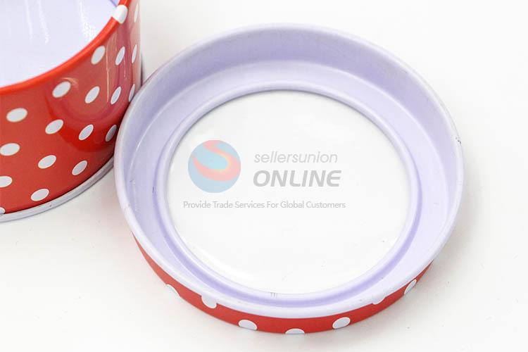 Promotional Gift Dots Ptined Collectables Tin Boxes in Round Shape