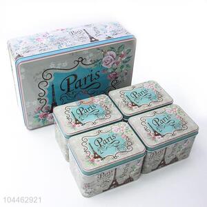 Creative Utility Tin Storage Box Set in Rectangle Shape