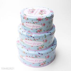 High Quality Tin Storage Box Set in Round Shape