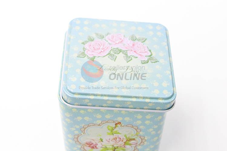 Pretty Cute Printing Tin Storage Box in Square Shape