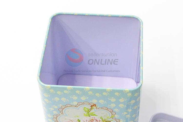 Pretty Cute Printing Tin Storage Box in Square Shape