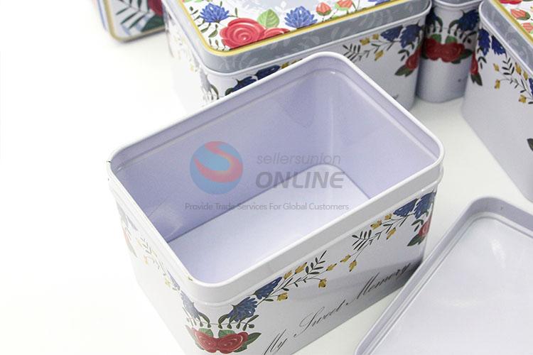 Fashion Style Rectangle Tin Boxes Set for Storage