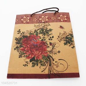 Popular cheap fashion flower printed paper gift bag